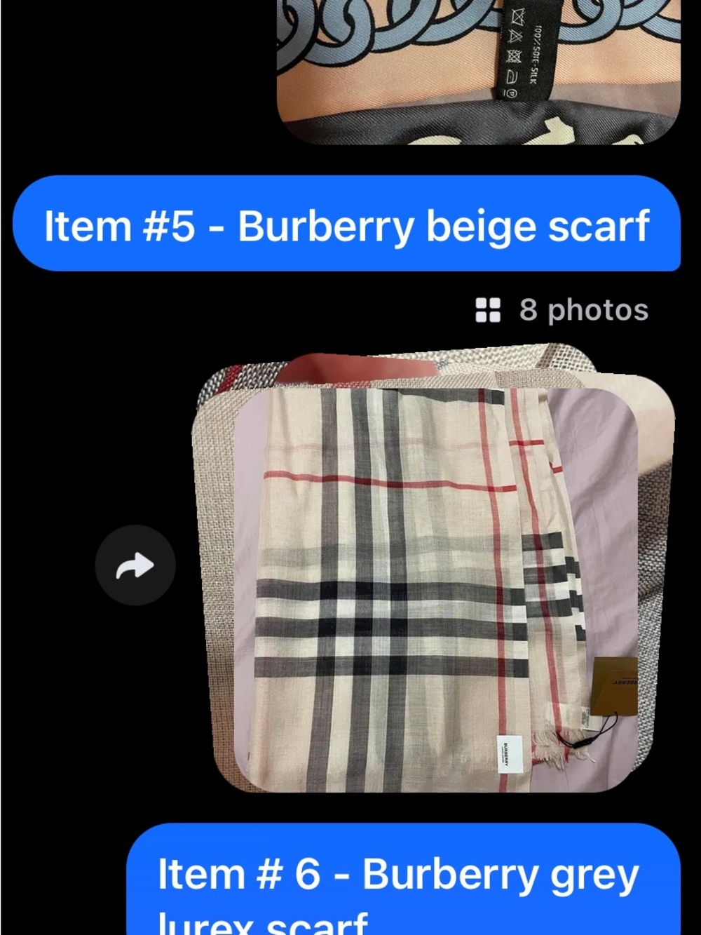Auth Burberry Gauze scarf beige tan giant check wool silk sheer - Picture 7 of 9